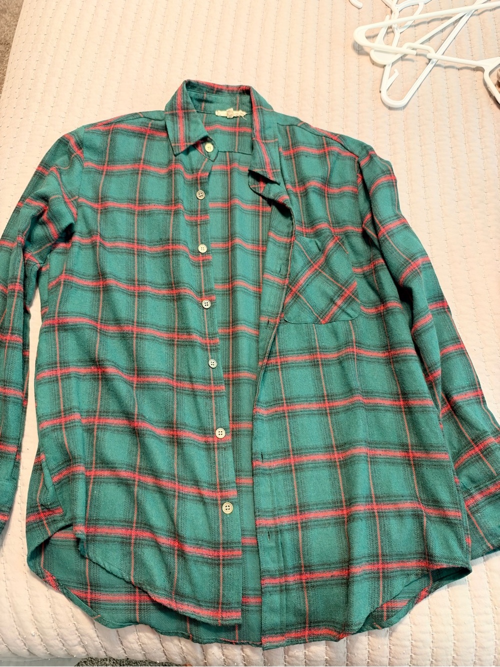 LA MIEL Green Plaid Button-Down Shirt with Red Windowpane